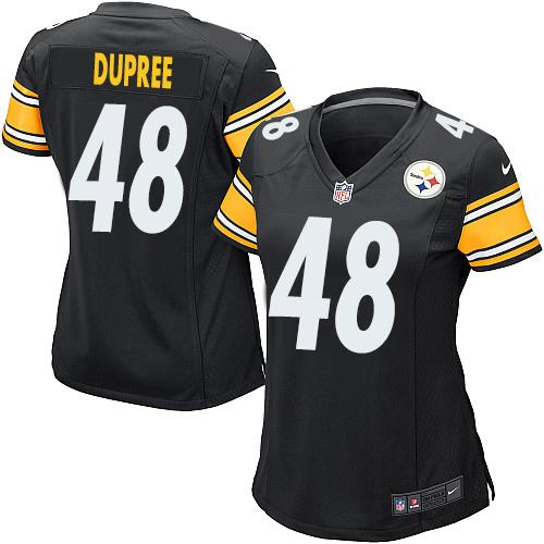 Nike Steelers #48 Bud Dupree Black Team Color Women's Stitched NFL Elite Jersey - Click Image to Close